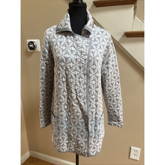 Oleana Sweaters - Women’s Oleana Of Norway Silk And Wool Long Open Cardigan Size Small Gray Blue
